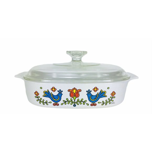 Corningware Other - Vtg 1975 Corning Ware Casserole Country Festival Friendship A-8-B With Lid A-9-C